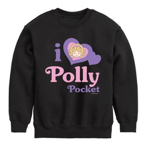 Boys' - Polly Pocket - I Love Polly Pocket Graphic Long Sleeve Fleece Sweatshirt - 1 of 4