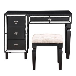 Poundex Wooden Makeup Vanity Set with Lift-up Mirror and Stool - 1 of 2
