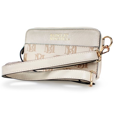 Badgley Mischka Chevron Quilted Crossbody Bag in Natural