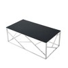 Vynxaria Modern Rectangular Coffee Accent Table - Black Tempered Glass Top, Polished Chrome Stainless Steel Frame for Living Room/Bedroom - 2 of 4