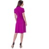 24seven Comfort Apparel Womens Short Sleeve Knee Length V Neck Rouched Wrap Dress - 3 of 4