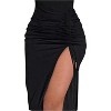 Clotth Women's Metal Chain Halter Neck Dress Drawstring Side Slit Slimming Summer Midi Dress, Black - 4 of 4