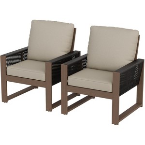 EAGLE PEAK Natural Cedar Patio Dining Chair, Real Wood Outdoor Furniture with Cushion - 1 of 4