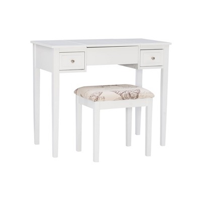 White Vanity Desk with Butterfly Print Bench