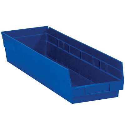 Box Partners Plastic Shelf Bin Boxes 23 5/8" x 6 5/8" x 4" Blue 8/Case BINPS122B