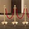 VEVOR Stanchions and Velvet Ropes 4Pcs,Hollow Base with Stainless Steel Post,3 Red Velvet Ropes and Posts,Crowd Control Barriers Gold Stanchions,Gold - 2 of 4