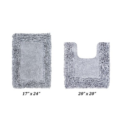 Shaggy Border Collection 2-Piece Bath Rug Set 100% Cotton Tufted Weave Ruffle Border Pattern Bathroom Rug for Machine Washable Bathmat