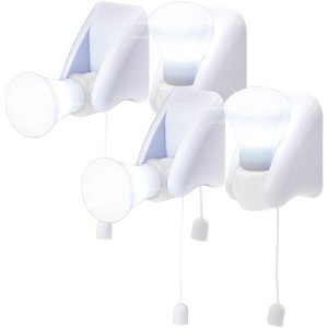 5 Star Super Deals Wireless Battery LED Light Bulb 4pc Portable Cordless Stick Anywhere Light w/ Pull String & Slide Base Adhesive Mounting For Walls - 1 of 4