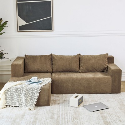 LOVMOR Modular Sectional Sofa, Modern 3-Seater Couch with Extra Deep Seat and Wide Arms, Comfy Upholstered Furniture for Living Room, Bedroom, Office