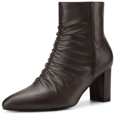 Perphy Women's Pointed Toe Slouched Chunky Heels Ankle Boots