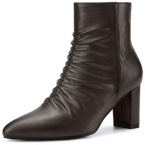 Perphy Women's Pointed Toe Slouched Chunky Heels Ankle Boots - 1 of 3