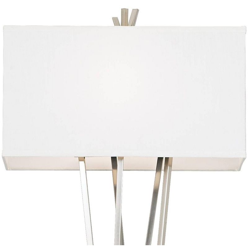 Possini Euro Design Modern Floor Lamp 63.5" Tall Brushed Steel Asymmetry White Linen Rectangular Shade for Living Room Reading Bedroom Office, 3 of 10
