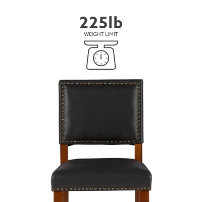 Sapele Finish 24" Brook Counter Stool with Black Leather Cushion