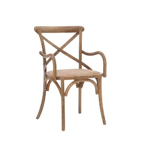 Helia Cross Back Traditional Chair Ash Gray/Natural - Linon - 1 of 4