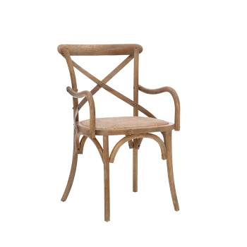 Helia Cross Back Traditional Chair Ash Gray/Natural - Linon