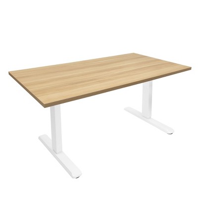 Mount-It! Electric Sit-Stand Desk with Tabletop - White / Maple