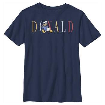 Boy's Mickey & Friends Donald Duck Colorful Text T-Shirt