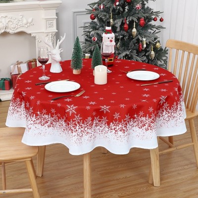 Christmas Table Cloths Snowflakes Holiday Christmas Tablecloth Xmas Decorative Table Cover, Washable Table Cover for Party Picnic Dinner Decor
