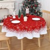 Red Christmas Tablecloths Collection Waterproof Holiday Dining Table Decor Indoor Outdoor with Snowflakes Tree Patterns - 2 of 4