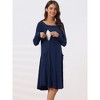 cheibear Womens Casual Round Neck Maternity Long Sleeve Loungewear Dress with Pockets - 2 of 4