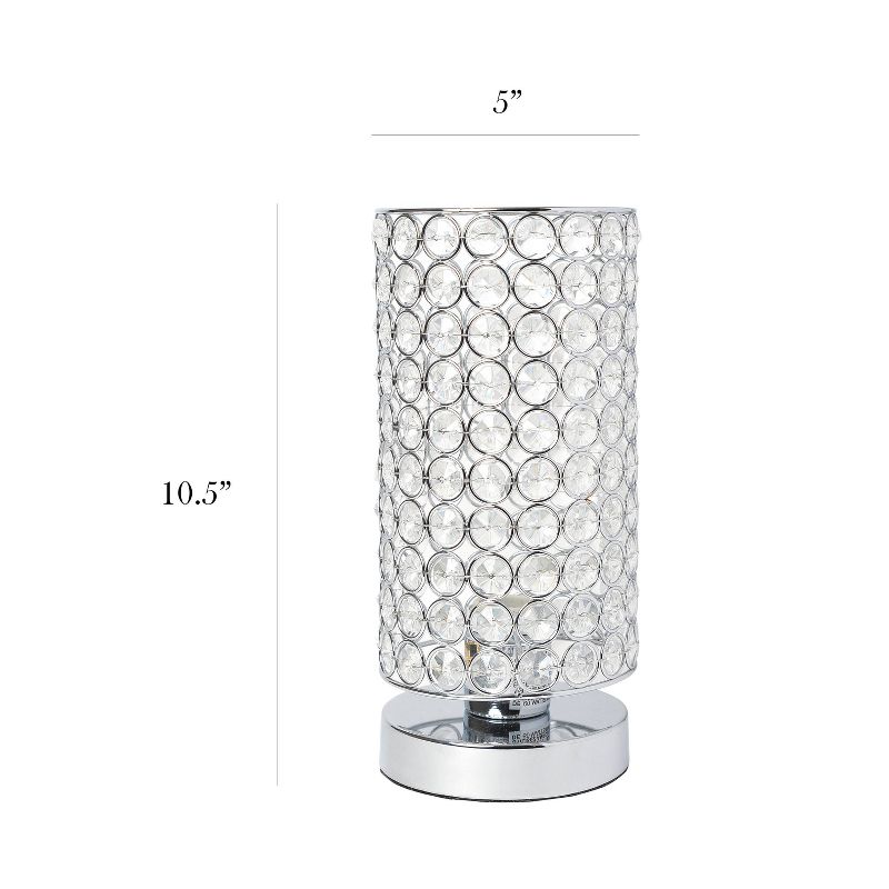 Elipse Crystal Bedside Nightstand Cylindrical Uplight Table Lamp Chrome - Elegant Designs, 3 of 10