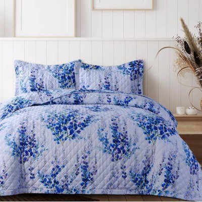 Twin Jolie Printed Oversized Quilt Set Blue - Azores Home