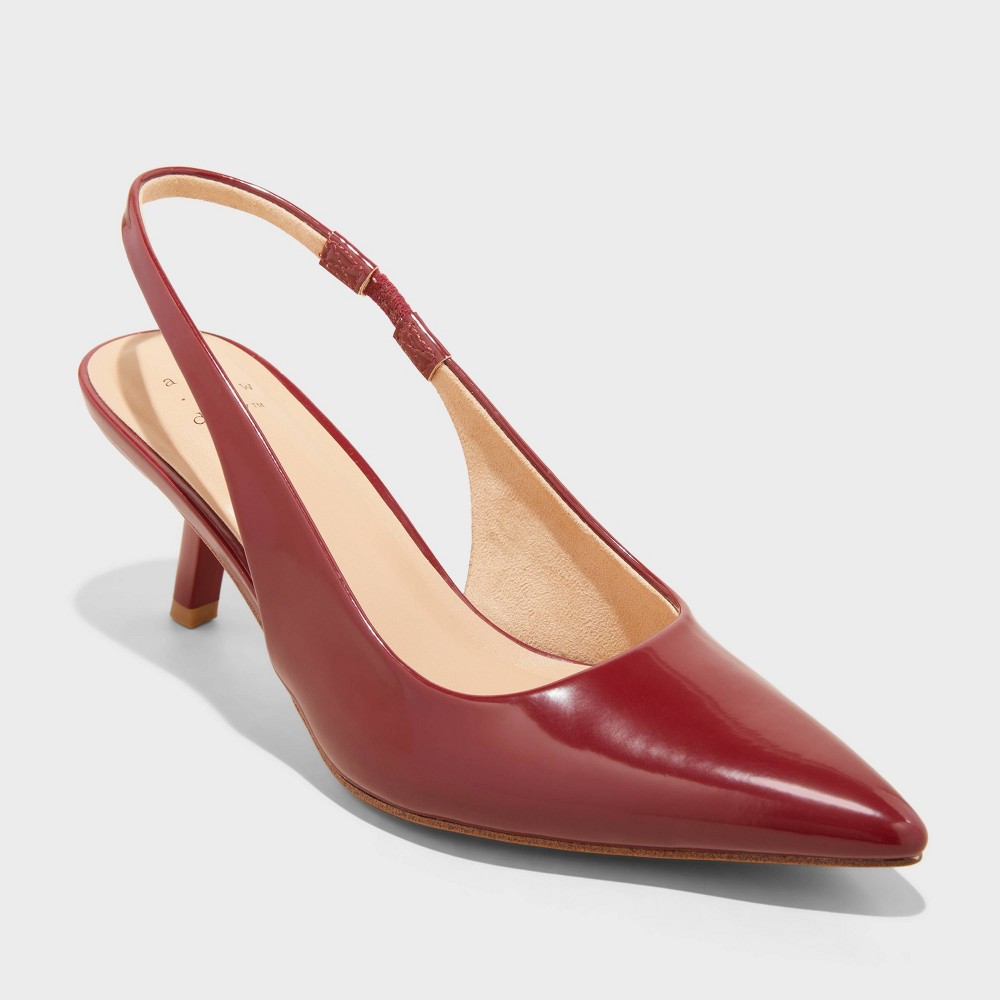 Women's Aubrey Slingback Pumps with Memory Foam Insole - A New Day™ Burgundy 8