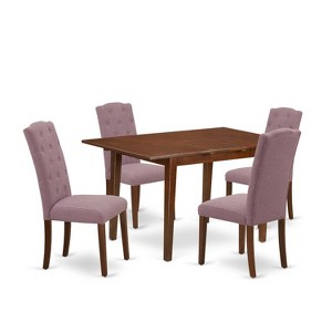 HomeStock 5-Pc Mahogany Finish Solid Wood Top - Rectangular Dining Room Set with Butterfly Leaf - Seats 4 - 1 of 4
