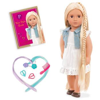 Our Generation Phoebe with Hair Clips & Styling Book 18" Hair Grow Doll