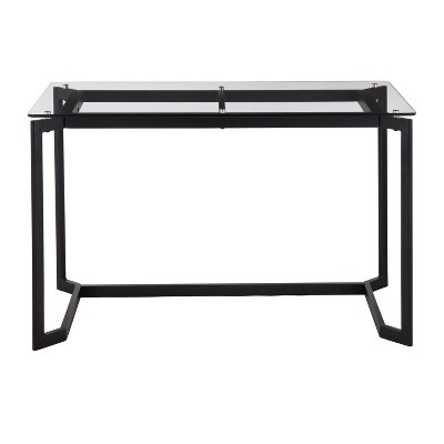 Contemporary 47'' Black Steel and Clear Glass Home Office Desk