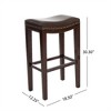 SKRAN Set of 2 Modern Studded Bar Stools, Barstool with Iron Leg and Backless Design Wooden Frame, fit beneath the Island or Table, Natural - 3 of 4