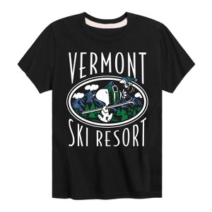 Boys' - Peanuts - Snoopy and Woodstock Vermont Ski Resort Short Sleeve Graphic T-Shirt - 1 of 4