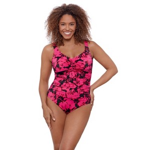 Aqua Green Women's Cinched V-Neck Shirred One Piece - 1 of 3