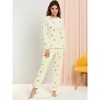Allegra K Women's Winter Flannel Long Sleeve Nightwear Top and Pants Pajama Sets - 2 of 4
