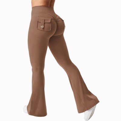 DOMETOUR Flare Leggings with Pockets for Women Yoga Leggings Workout Leggings
