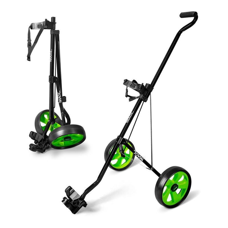 Jovial Foldable 2-Wheel Golf Pull Cart - Aluminum Pull Cart, Upper & Lower Brackets with Elastic Strap, Without Umbrella Holder, 1 of 8