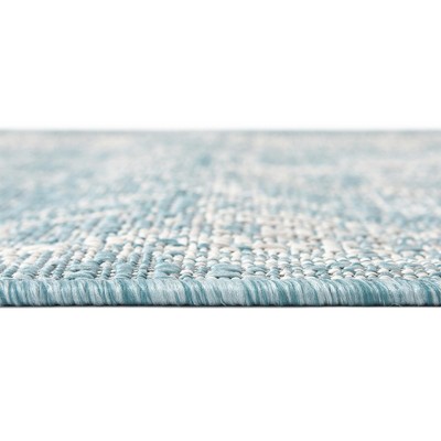 Aqua Blue Flat Woven Rectangular Outdoor Rug