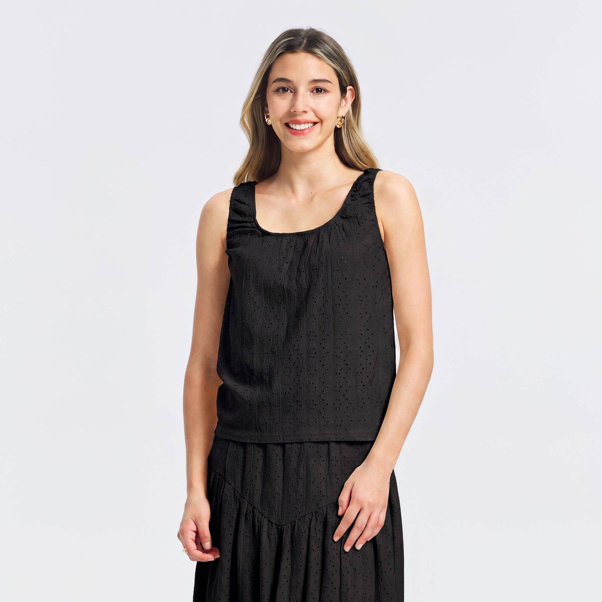 Women's Eyelet Scoop Neck Tank Top - A New Day™