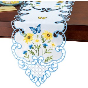 Collections Etc Butterfly Daisies Embroidered Cut-Out Table Linens - 1 of 2