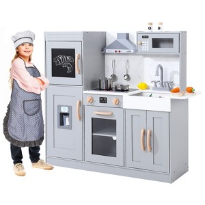 Play Kitchen for Kids, Wooden Play Kitchen with Toy Storage System, Toy Kitchen Set with Play Features, Kids Play Kitchen Designed, Gift for Ages 3+ - 1 of 4