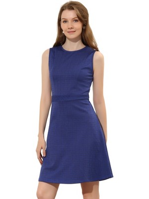 INSPIRE CHIC Women's Plaid Sleeveless Fit A-Line Houndstooth Work Mini Dress