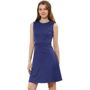 INSPIRE CHIC Women's Plaid Sleeveless Fit A-Line Houndstooth Work Mini Dress - 1 of 4