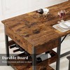 Dining Table Set for 4, Retro Dining Room Table with Benches, 3 Pieces Kitchen Table Set, with Storage for Small Space, Apartment - 3 of 4