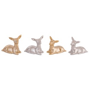 Transpac Ceramic Mini Elegant Metallic Figurine Set of 4 Christmas Home Decorations - 1 of 1