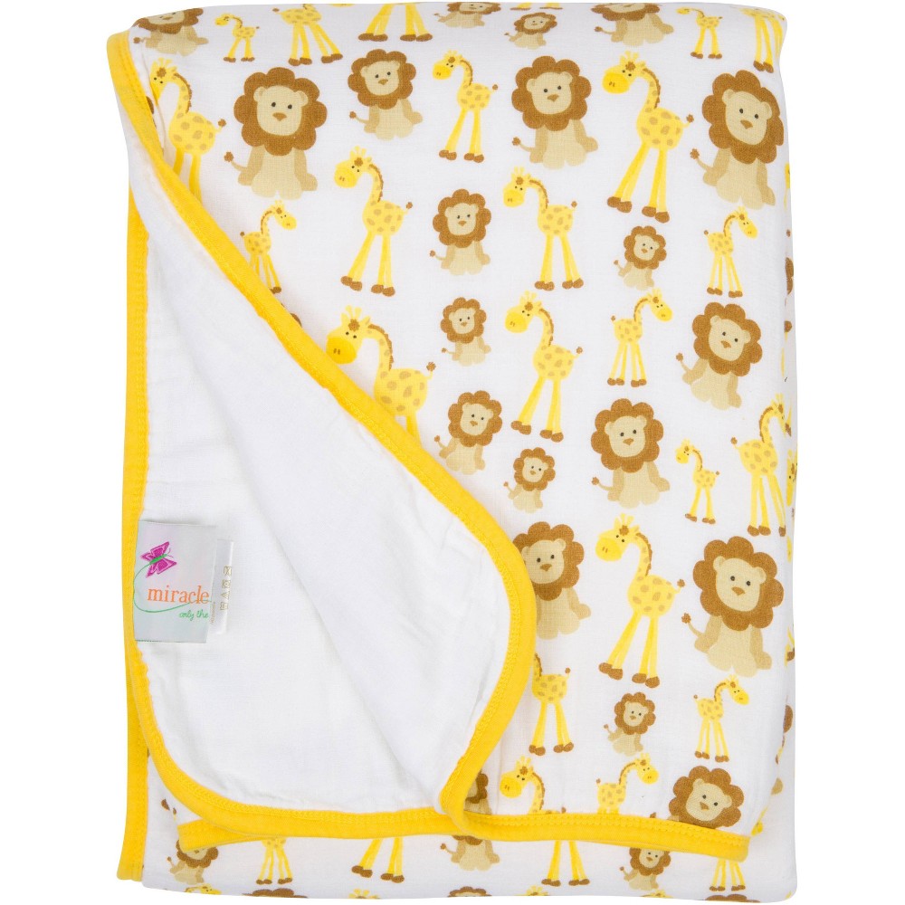 Photos - Duvet MiracleWare Muslin Baby Blanket - Giraffe & Lions Dark Yellow