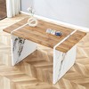 Modern Dining Table with MDF Base & Wood Top, Rectangular Kitchen Table for Dining Room or Office - 2 of 4