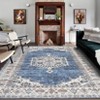 Washable Vintage Oriental Rug Non Slip Low Pile Rug Soft Throw Floor Cover Retro Medallion Foldable Indoor Carpet for Living Room Bedroom - 2 of 4