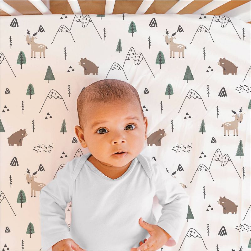 The Peanutshell Woodland Camo Baby Crib Bedding Set - Green/White - 3pc, 4 of 9