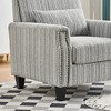 34" Cotton Linen Striped Armchair Sofa with Nailhead Trim & Dark Legs - 3 of 4