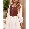 Acekool Women’s Vintage Lace-Up Corset Vest – Floral Embroidered, Sleeveless Pirate Waistcoat, Adjustable Boho Festival Top - 3 of 4